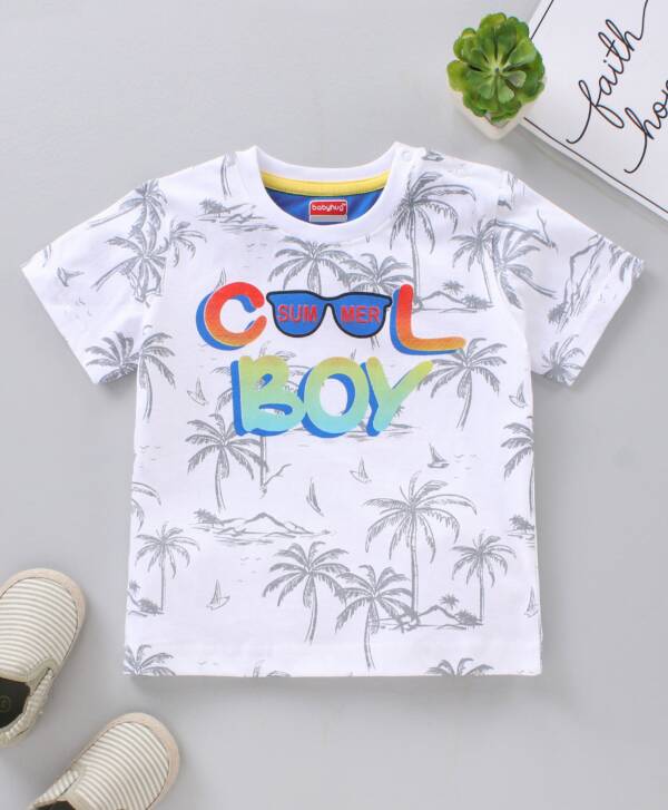 Half Sleeves Tee Cool Boy Print - White