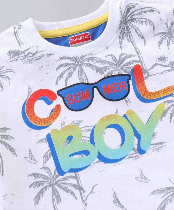 Half Sleeves Tee Cool Boy Print - White - Image 3