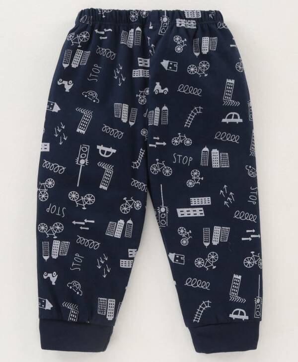 Cotton Full Length Lounge Pants Printed - Blue - Image 2