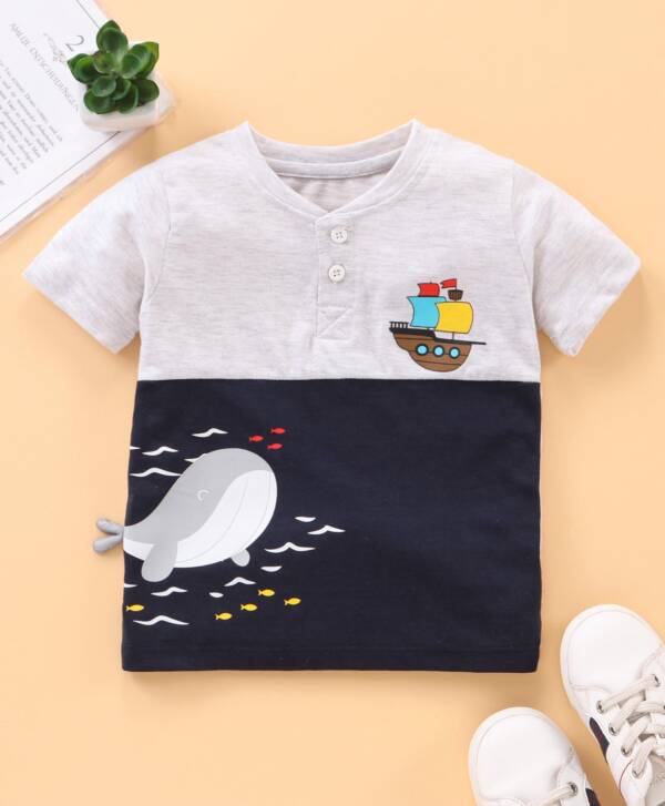 Half Sleeves Cotton T-Shirt With Shorts Multi Print