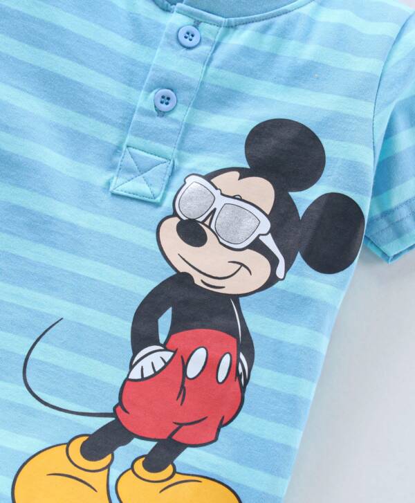 Half Sleeves T-Shirt Mickey Mouse Print - Blue - Image 3