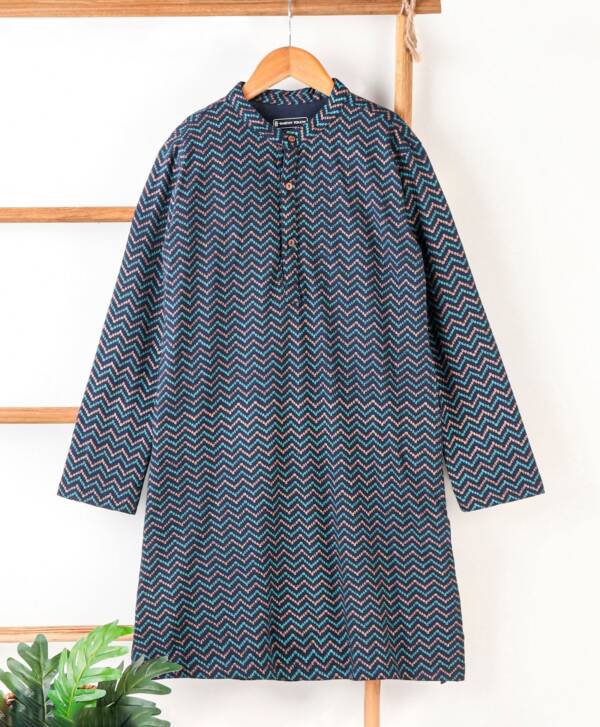 Full Sleeves Bio Wash Knit Kurta Pajama Set Printed - Image 3