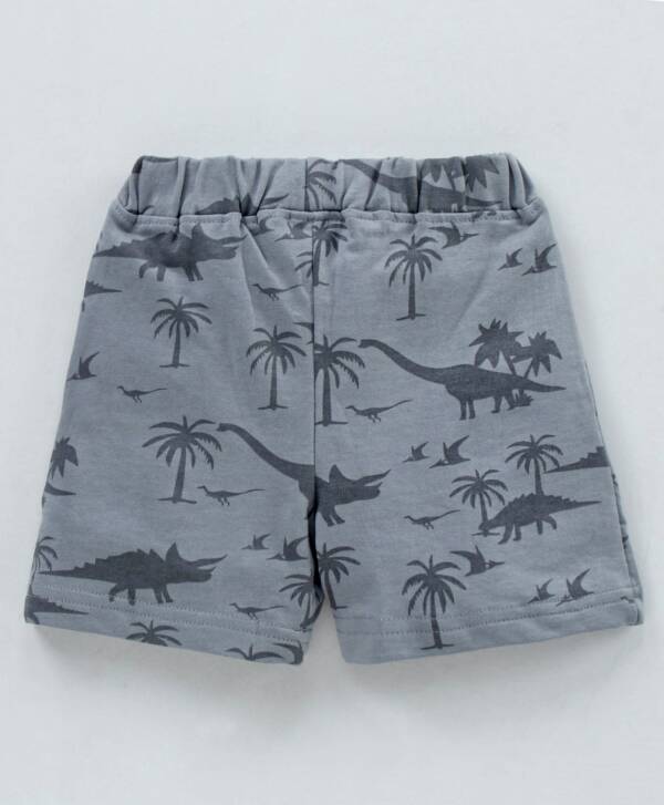 Cotton Shorts Dino Print - Dark Grey - Image 2