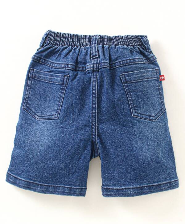 Mid Thigh Length Denim Shorts - Dark Blue - Image 2