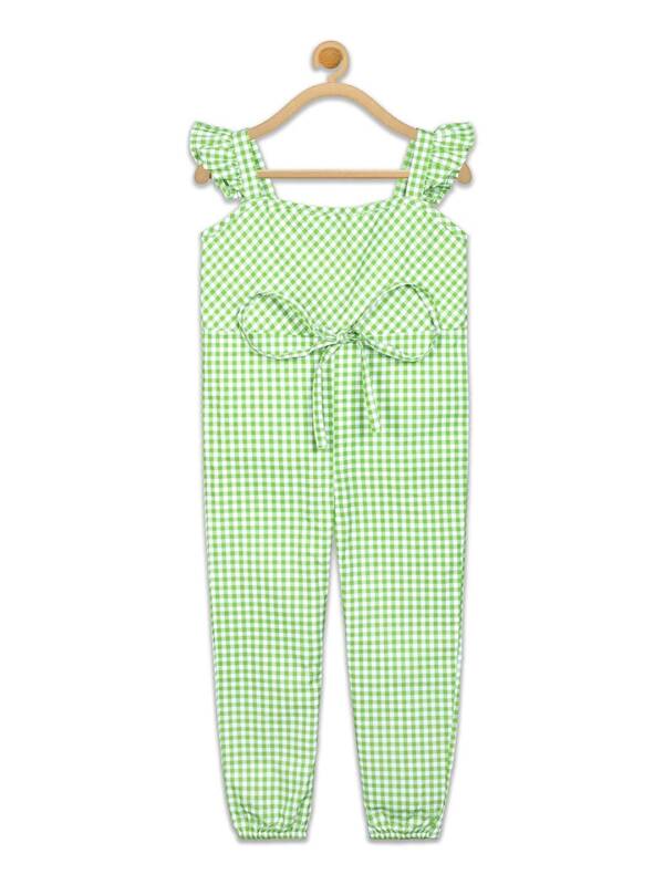 Girls Full Length Cotton Ruffle Jumpsuit