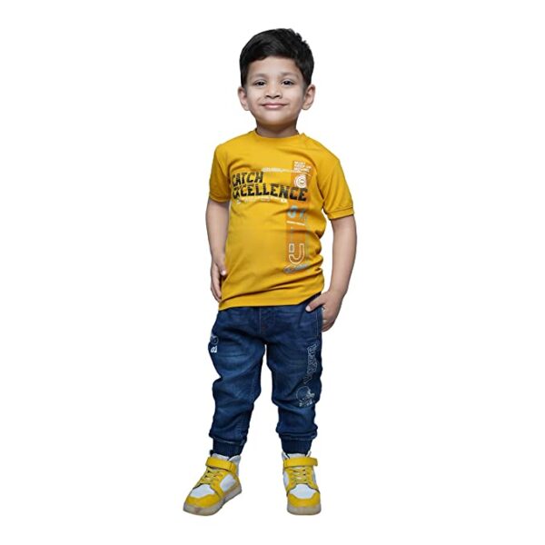 Dark Yellow Solid T-Shirt For Boy's (6-7 Years, Kids Wear