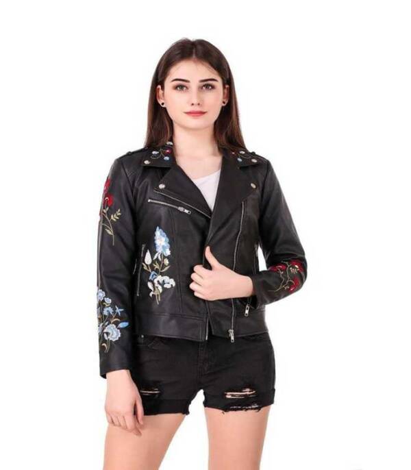 Leather Retail Full Sleeve Solid Women Jacket