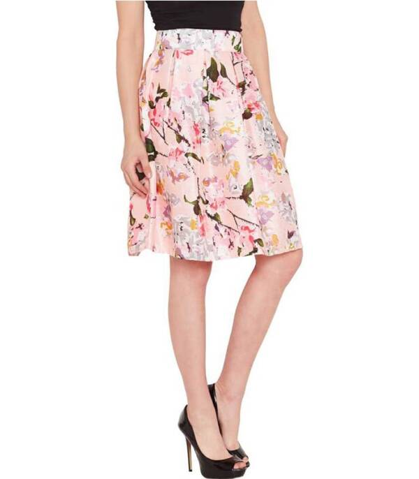 Sassfrass Women Floral Print Pleated Pink Skirt - Image 3