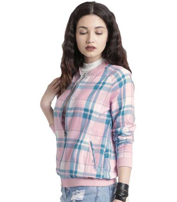 ROADSTER Full Sleeve Checkered Women Bomber Jacket - Image 2