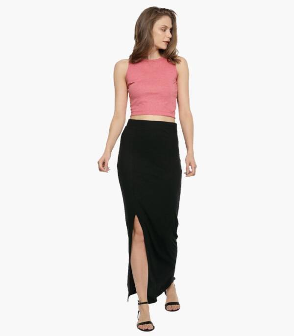 Women Black Solid Maxi Skirt - Image 3