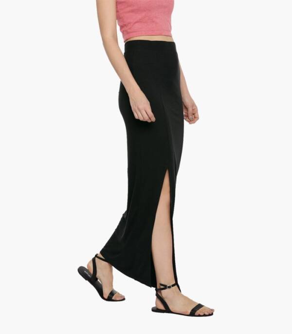 Women Black Solid Maxi Skirt - Image 2