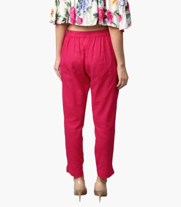 Women Pink Regular Trousers - Image 3