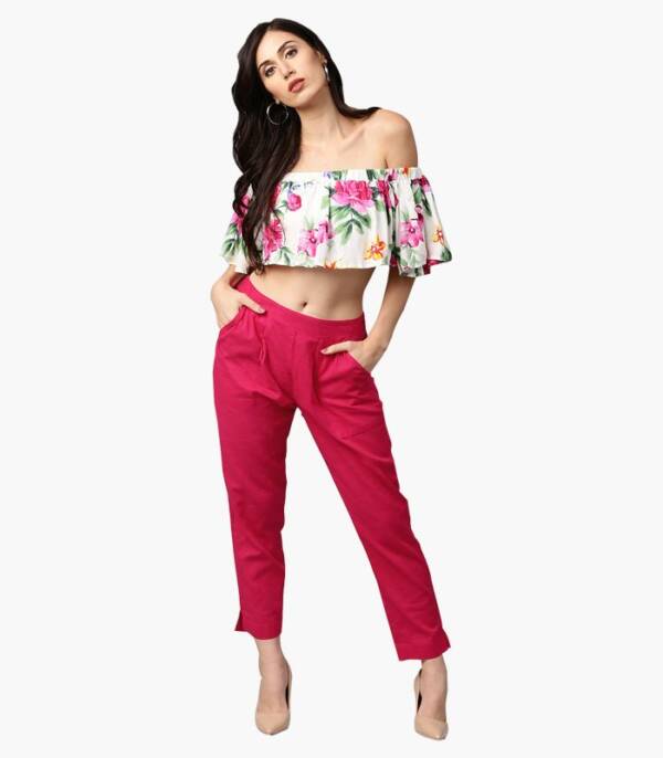 Women Pink Regular Trousers - Image 5