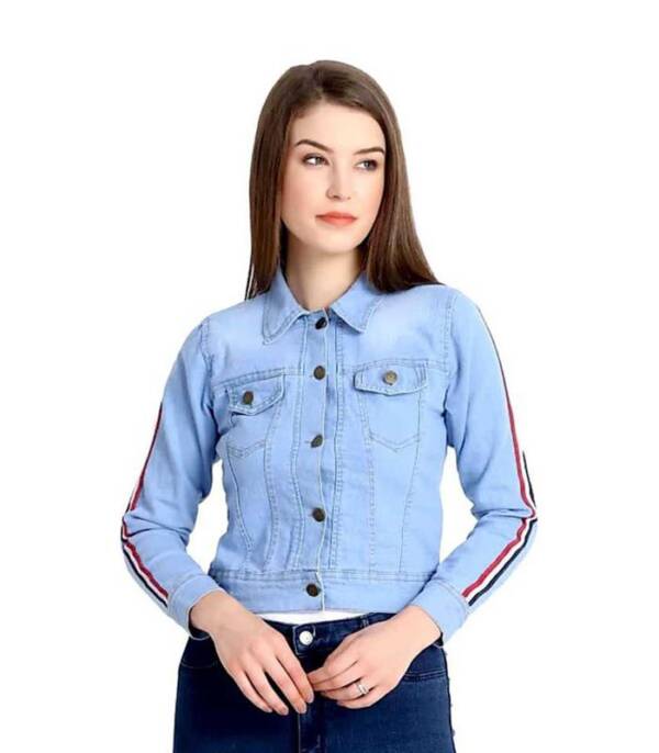 Creation Full Sleeve Self Design Women Denim Jacket