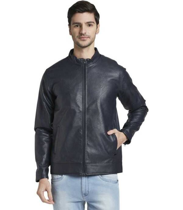 PARX Full Sleeve Textured Men Leather Jacket