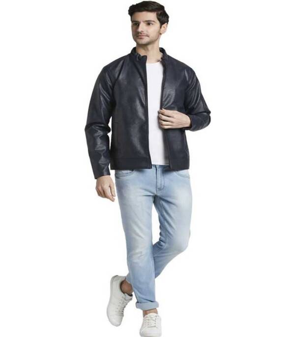 PARX Full Sleeve Textured Men Leather Jacket - Image 5