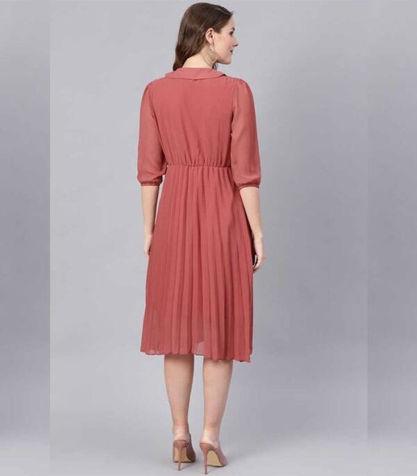 Women Fit and Flare Pink Dress - Image 4