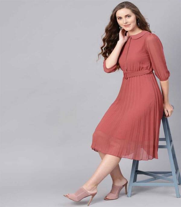 Women Fit and Flare Pink Dress - Image 7